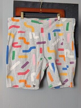 Bike Shorts With Abstract Rainbow Confetti 🌈